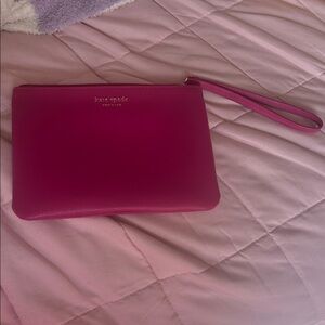 kate spade fuchsia leather wristlet clutch